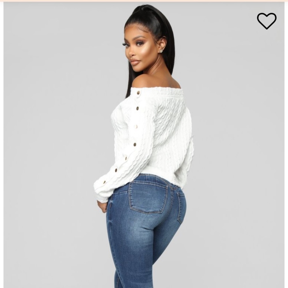 NWT White sweater with buttons down the arm